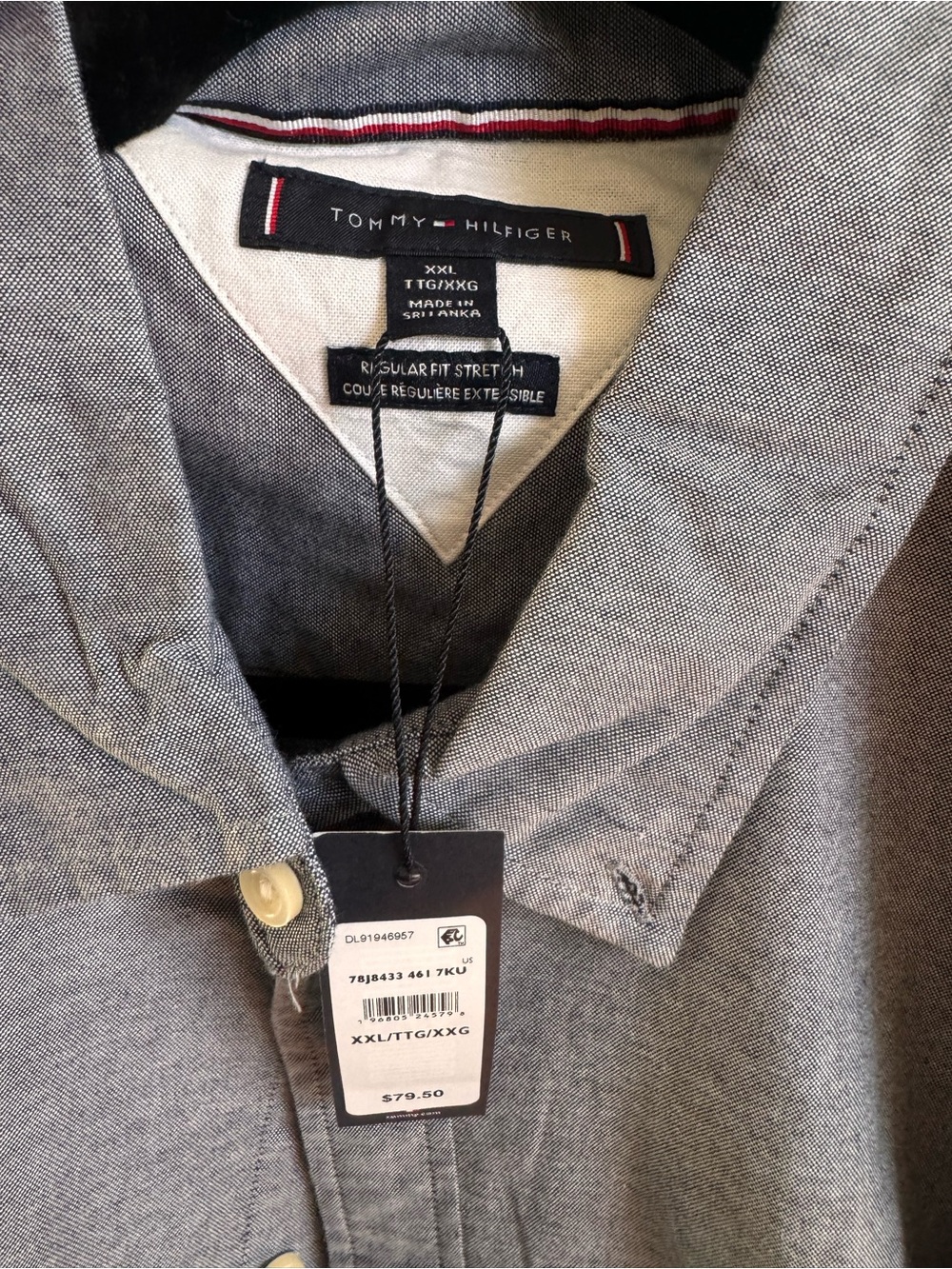NWT Tommy Hilfiger Men's Gray Button-Up Shirt - XXL